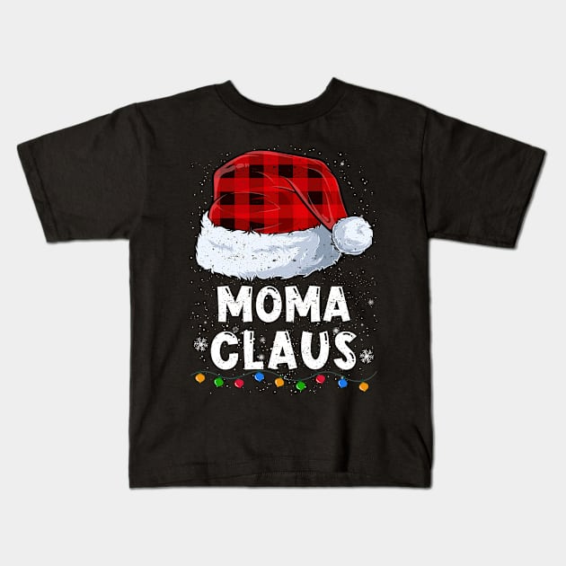 Moma Claus Red Plaid Christmas Santa Family Matching Pajama Kids T-Shirt by tabaojohnny